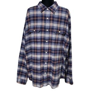 The Normal Brand Plaid Flannel Button Down Shirt Size XXL Blue Orange